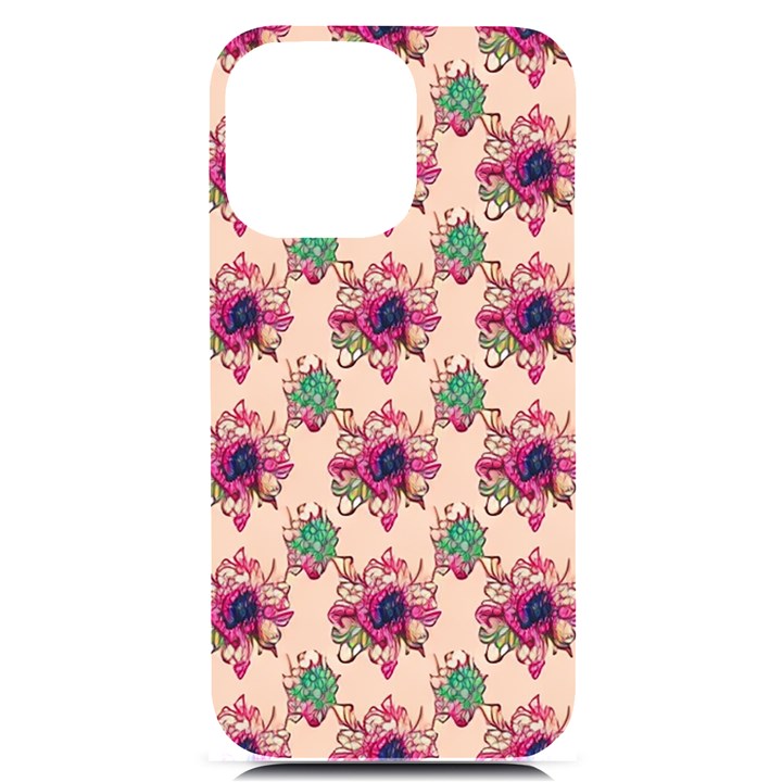 Retro 1880s Flowers Pattern 10 iPhone 14 Pro Max Black UV Print Case