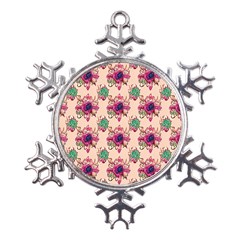 Retro 1880s Flowers Pattern 10 Metal Large Snowflake Ornament by patterns123