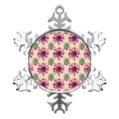 Retro 1880s Flowers Pattern 10 Metal Small Snowflake Ornament by patterns123