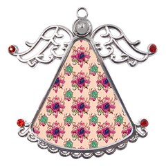 Retro 1880s Flowers Pattern 10 Metal Angel With Crystal Ornament by patterns123