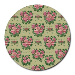 Retro 1880s Flowers Pattern 9 Round Mousepad