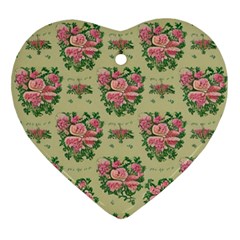 Retro 1880s Flowers Pattern 9 Ornament (heart)