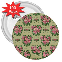 Retro 1880s Flowers Pattern 9 3  Buttons (100 Pack) 