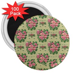 Retro 1880s Flowers Pattern 9 3  Magnets (100 Pack)