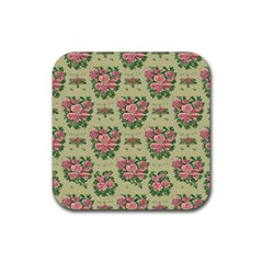 Retro 1880s Flowers Pattern 9 Rubber Coaster (square)