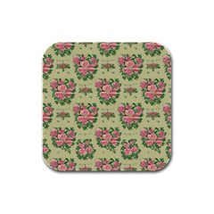 Retro 1880s Flowers Pattern 9 Rubber Square Coaster (4 Pack) by patterns123