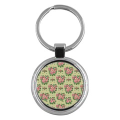 Retro 1880s Flowers Pattern 9 Key Chain (round)