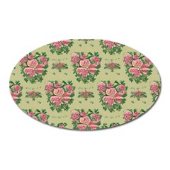 Retro 1880s Flowers Pattern 9 Oval Magnet