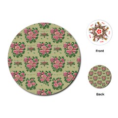 Retro 1880s Flowers Pattern 9 Playing Cards Single Design (round)