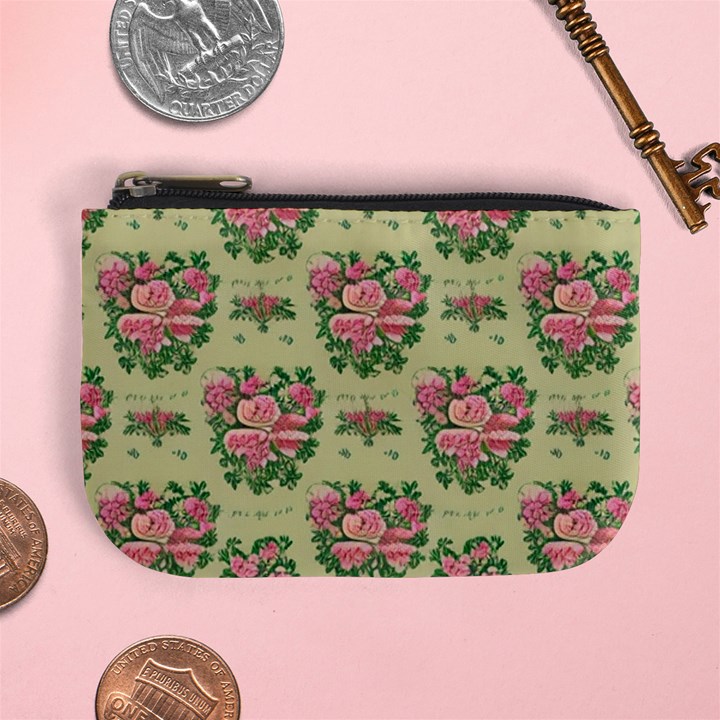 Retro 1880s Flowers Pattern 9 Mini Coin Purse