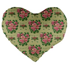 Retro 1880s Flowers Pattern 9 Large 19  Premium Heart Shape Cushions by patterns123