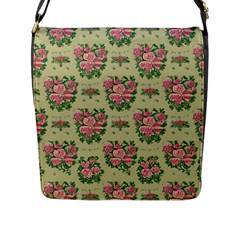 Retro 1880s Flowers Pattern 9 Flap Closure Messenger Bag (l)