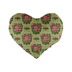 Retro 1880s Flowers Pattern 9 Standard 16  Premium Flano Heart Shape Cushions