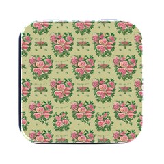 Retro 1880s Flowers Pattern 9 Square Metal Box (black)