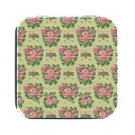 Retro 1880s Flowers Pattern 9 Square Metal Box (Black) Front