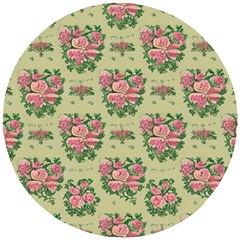 Retro 1880s Flowers Pattern 9 Wooden Puzzle Round