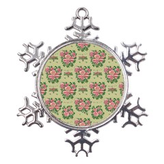 Retro 1880s Flowers Pattern 9 Metal Large Snowflake Ornament by patterns123