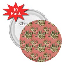 Retro 1880s Flowers Pattern 12 2 25  Buttons (10 Pack) 