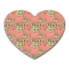 Retro 1880s Flowers Pattern 12 Heart Mousepad