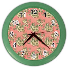 Retro 1880s Flowers Pattern 12 Color Wall Clock by patterns123