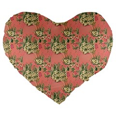 Retro 1880s Flowers Pattern 12 Large 19  Premium Heart Shape Cushions