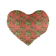 Retro 1880s Flowers Pattern 12 Standard 16  Premium Flano Heart Shape Cushions by violetheavensky