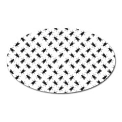 Fly Phot Motif Seamless Black And White Pattern Oval Magnet