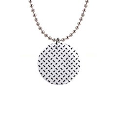 Fly Phot Motif Seamless Black And White Pattern 1  Button Necklace