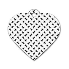 Fly Phot Motif Seamless Black And White Pattern Dog Tag Heart (one Side)