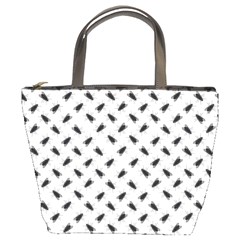 Fly Phot Motif Seamless Black And White Pattern Bucket Bag by dflcprintsclothing