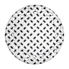 Fly Phot Motif Seamless Black And White Pattern Ornament (round Filigree)