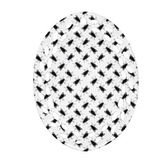 Fly Phot Motif Seamless Black And White Pattern Oval Filigree Ornament (two Sides)