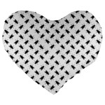 Fly Phot Motif Seamless Black And White Pattern Large 19  Premium Heart Shape Cushions Front