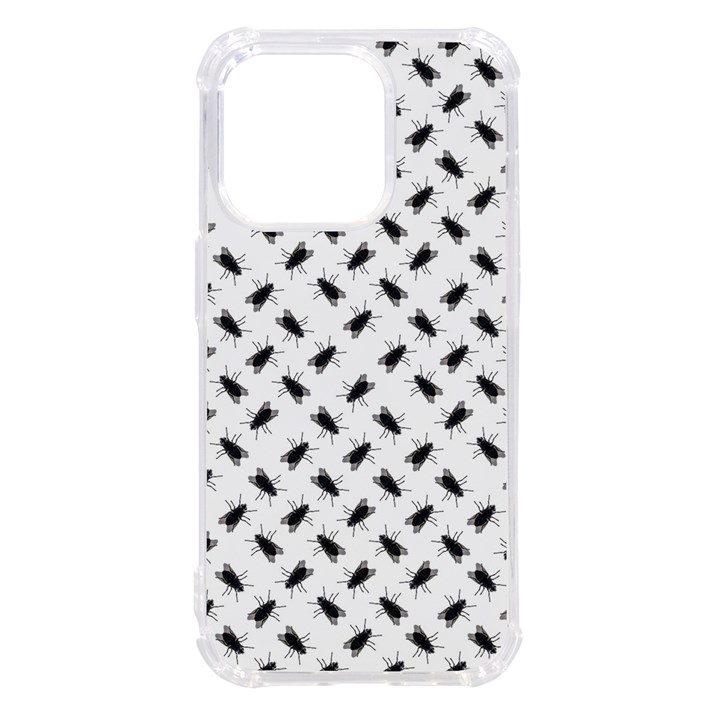 Fly Phot Motif Seamless Black And White Pattern iPhone 14 Pro TPU UV Print Case