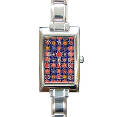 Retro Geometric Shapes And Flowers 3 Rectangle Italian Charm Watch