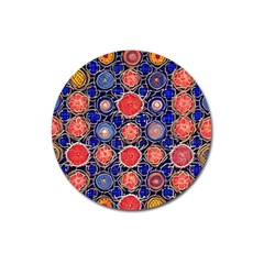 Retro Geometric Shapes And Flowers 3 Magnet 3  (round) by violetheavensky