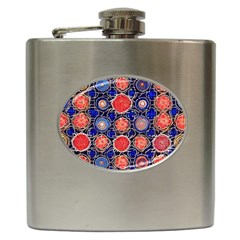 Retro Geometric Shapes And Flowers 3 Hip Flask (6 Oz)