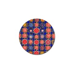 Retro Geometric Shapes And Flowers 3 Golf Ball Marker by violetheavensky