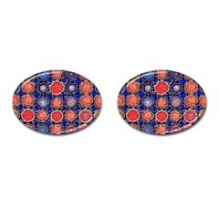 Retro Geometric Shapes And Flowers 3 Cufflinks (oval) by violetheavensky