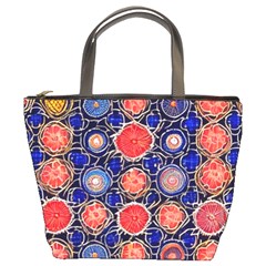 Retro Geometric Shapes And Flowers 3 Bucket Bag