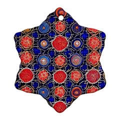 Retro Geometric Shapes And Flowers 3 Snowflake Ornament (two Sides)