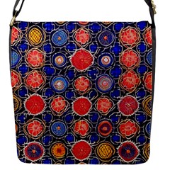 Retro Geometric Shapes And Flowers 3 Flap Closure Messenger Bag (s)