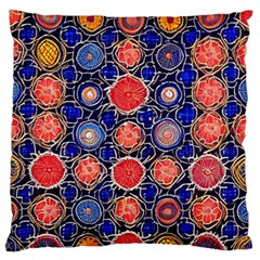 Retro Geometric Shapes And Flowers 3 Large Premium Plush Fleece Cushion Case (two Sides)