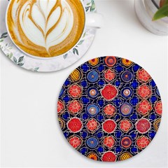 Retro Geometric Shapes And Flowers 3 Uv Print Round Tile Coaster