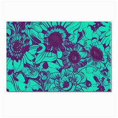 Mid Century Retro Floral 1970s 1960s Pattern 101 Postcard 4 x 6  (pkg Of 10)