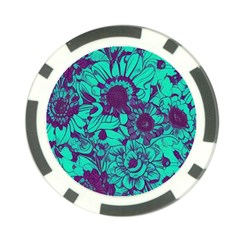 Mid Century Retro Floral 1970s 1960s Pattern 101 Poker Chip Card Guard