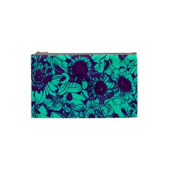 Mid Century Retro Floral 1970s 1960s Pattern 101 Cosmetic Bag (small)