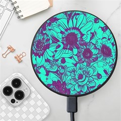 Mid Century Retro Floral 1970s 1960s Pattern 101 Wireless Fast Charger(black) by violetheavensky