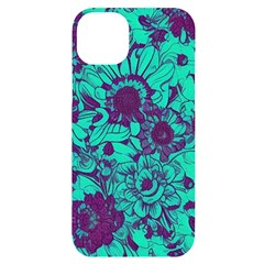 Mid Century Retro Floral 1970s 1960s Pattern 101 Iphone 14 Plus Black Uv Print Case by violetheavensky