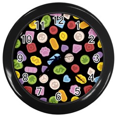 Ecstasy Pills Pattern Wall Clock (black)